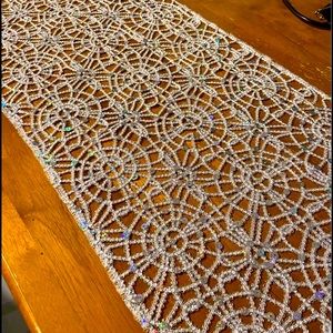 Silver sequin table runner